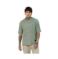Campus Sutra Men's Sage Green Duo-Striped Relaxed Polo T-Shirt