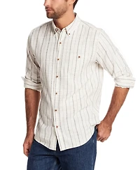 Weatherproof Vintage Men's Long Sleeve Striped Textured Button-Down Shirt