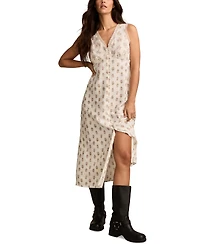 Lucky Brand Women's Printed Button-Front Sleeveless Midi Dress