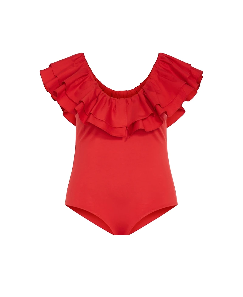 City Chic Plus Size Frill Shoulder Bodysuit