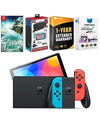 Nintendo Switch Neon Red & Blue Oled Console with the Legend of Zelda: Tears of the Kingdom, Surge Accessory Gaming Kit