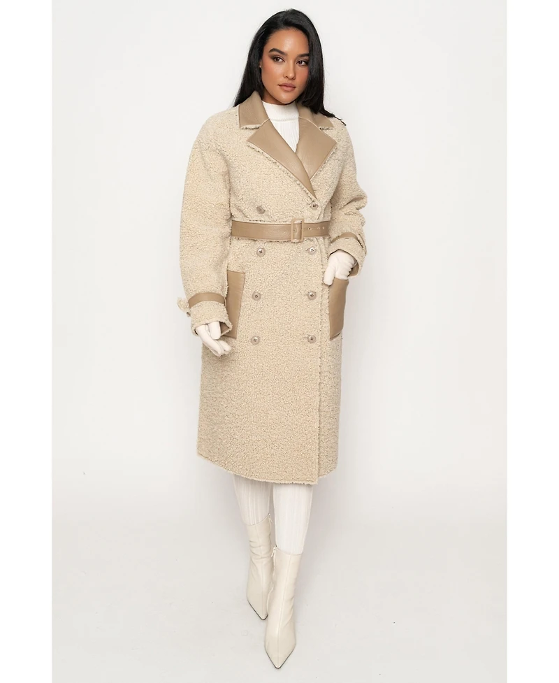 Jluxlabel Women's Sherpa And Faux Leather Coat