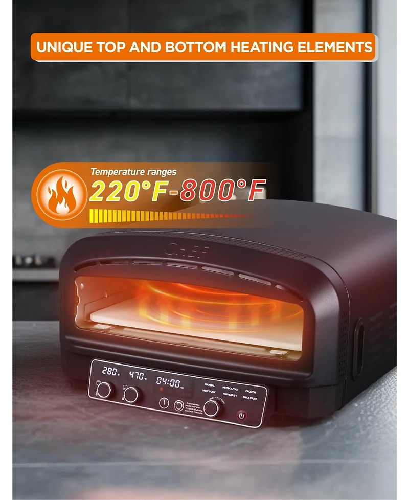 Commercial Chef Indoor Electric Pizza Oven, Includes Pizza Stone & Shovel