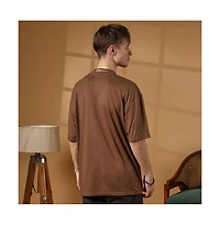 Campus Sutra Men's Chocolate Brown Solid Oversized T-Shirt