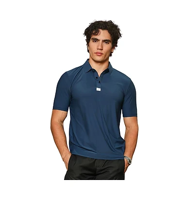 Campus Sutra Men's Navy Blue Seamless Solid Polo T-Shirt