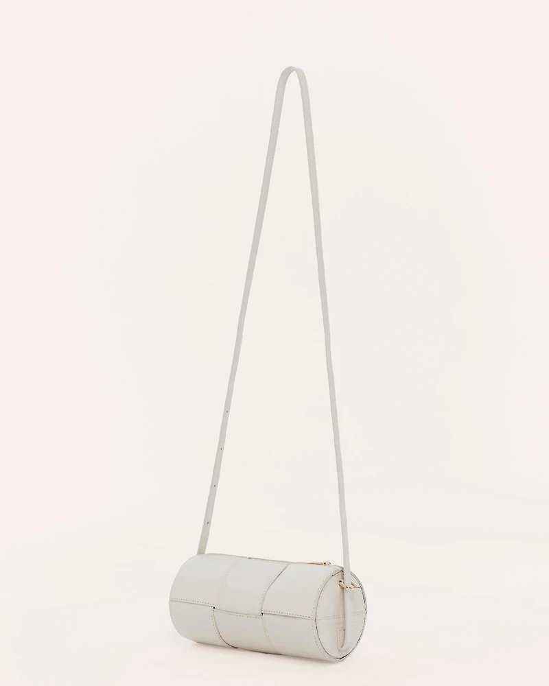 Women's Woven Leather Barrel Bag