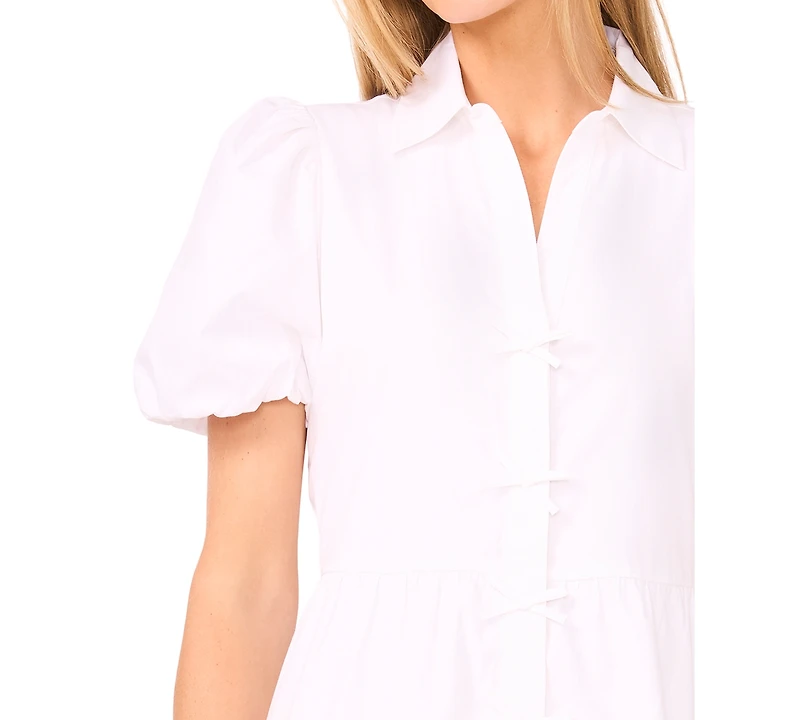 CeCe Women's Bubble-Short-Sleeve Tiered Midi Dress