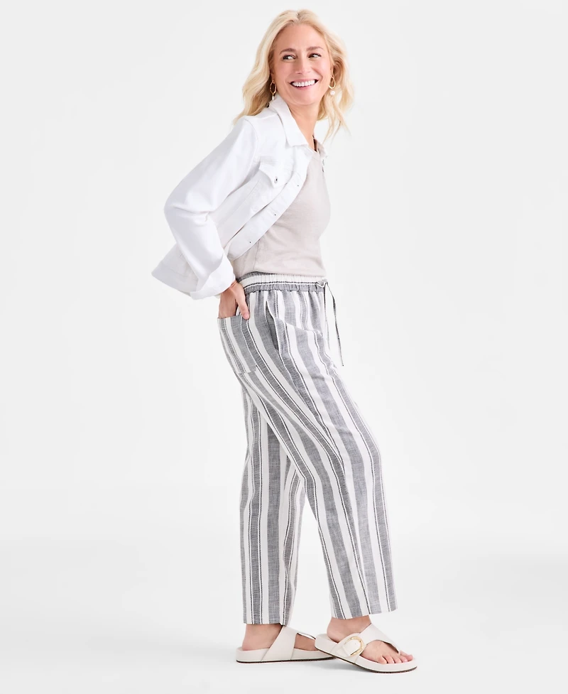 Style & Co Petite Phoebe Cotton Striped Pants, Exclusively at Macy's