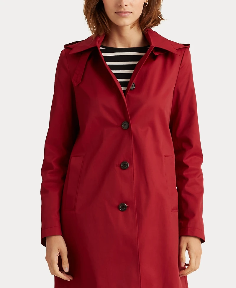 Lauren Ralph Womens Hooded A-Line Raincoat