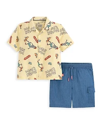 Scotch & Soda Little Boys 2-Piece Woven Shirt and Shorts Set