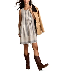 Lucky Brand Women's Printed Cotton Pintuck Mini Dress