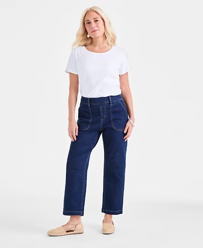 Style & Co Petite High-Rise Straight Utility Jeans