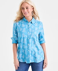 Style & Co Women's Printed Button-Down Perfect Shirt, Exclusively at Macy's