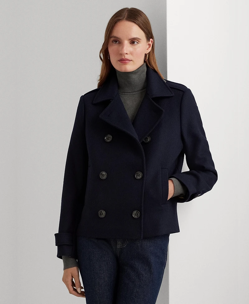 Lauren Ralph Women's Short Double-Breasted Wool Coat