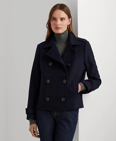 Lauren Ralph Women's Short Double-Breasted Wool Coat