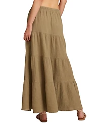 Lucky Brand Women's Gauzy Tiered Cotton Maxi Skirt