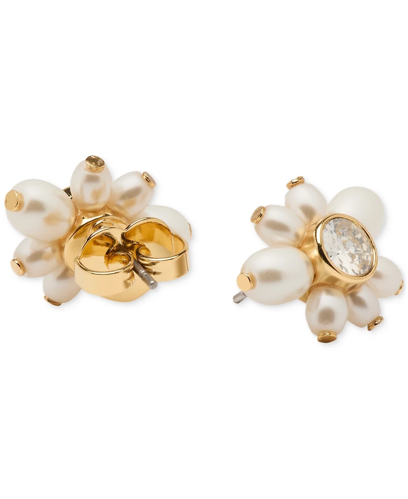 Kate Spade New York Gold-Tone Color Cubic Zirconia & Imitation Pearl Flower Stud Earrings