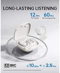 Baseus Open Earbuds True Wireless Earbuds Bluetooth 5.4 Open Ear Headphones Sport Earphones,IPX4 Sweatproof,60H Battery Life,Hi-Res Ldac Audio MF1 Whi