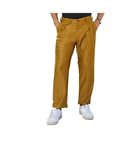Campus Sutra Men's Mustard Yellow Corduroy Tailored Trousers