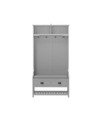 Hall Tree with Storage, Bench, & Coat Rack (Grey)
