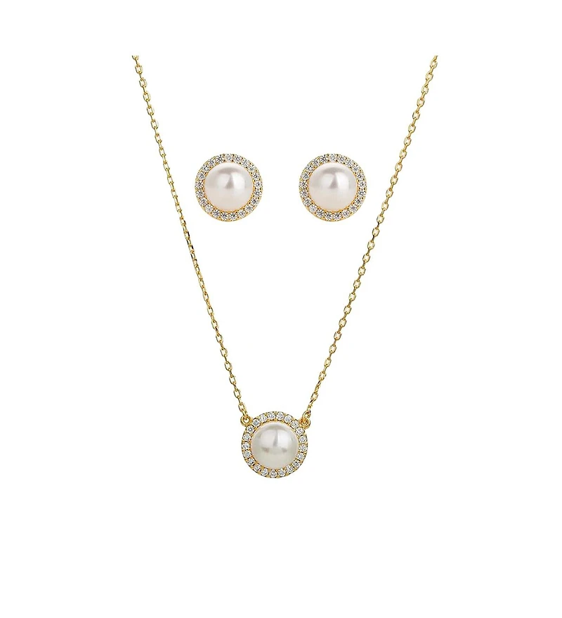 Sterling Silver 18k Gold Plated Eleanor Pearl Necklace