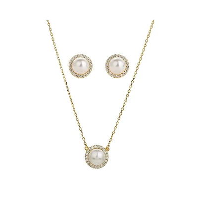 Sterling Silver 18k Gold Plated Eleanor Pearl Necklace