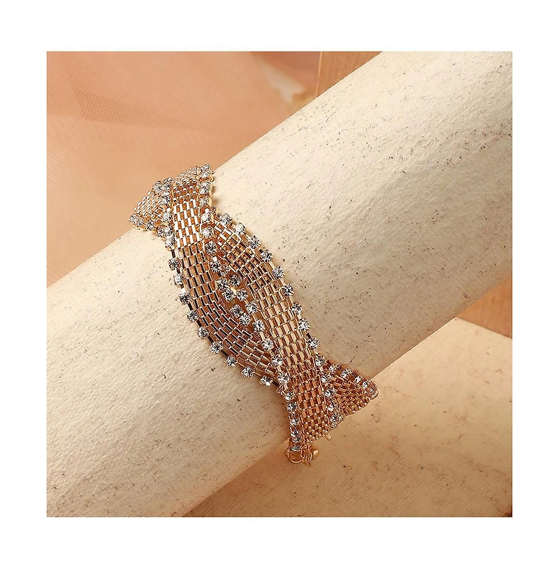 Sohi Gold-Plated Contemporary Mesh Bracelet