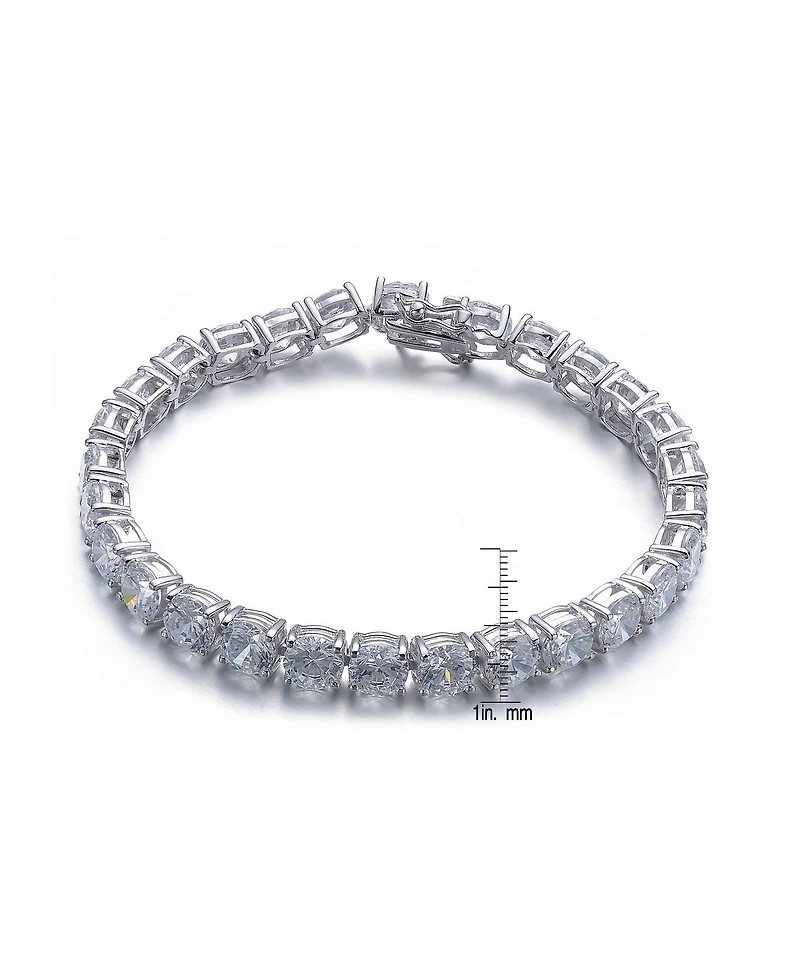 Sterling Silver White Gold Plating with Clear Cubic Zirconia Tennis Bracelet