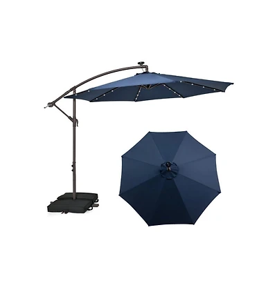 10 Feet Cantilever Umbrella with 32 Led Lights and Solar Panel Batteries