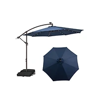 10 Feet Cantilever Umbrella with 32 Led Lights and Solar Panel Batteries