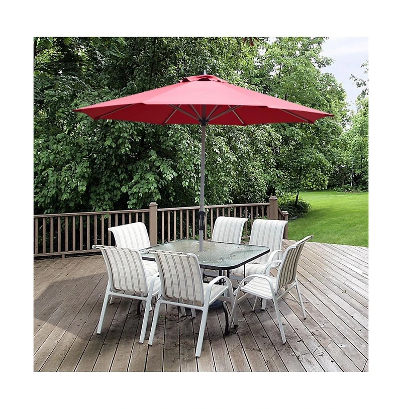9 Feet Patio Outdoor Market Umbrella with Aluminum Pole without Weight Base
