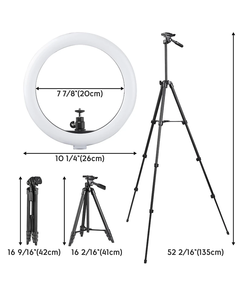 Yescom 10" Dimmable Selfie Led Ring Light with Tripod Stand Phone Holder for Livestream