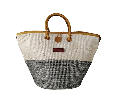 Ash and Ivory Wisdom Handmade Sisal Straw Basket Tote Bag