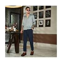 Campus Sutra Men's Prussian Blue Pleated Tailored Trousers