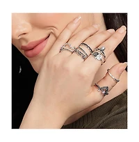 Sohi Oxidised Set Of 10 Multi-Layer Rings