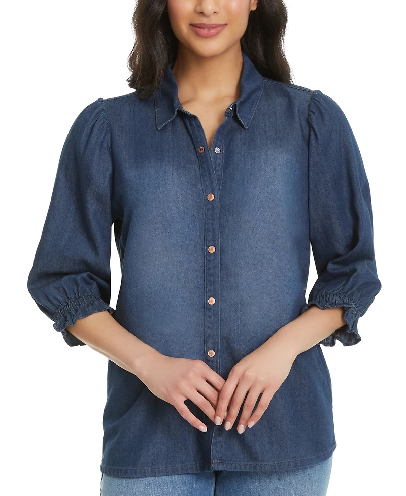 Gloria Vanderbilt Women's Puff-Sleeve Shirt