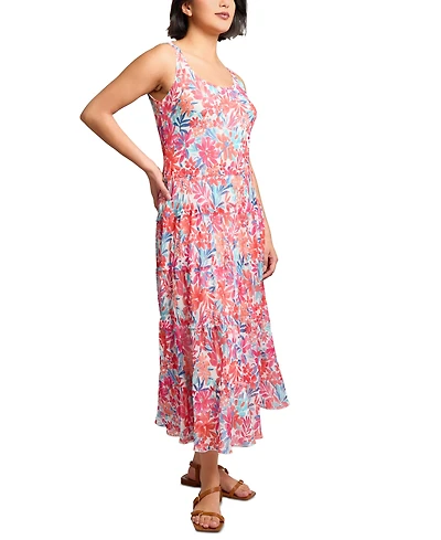 Jones New York Petite Printed Tiered Sleeveless Maxi Dress