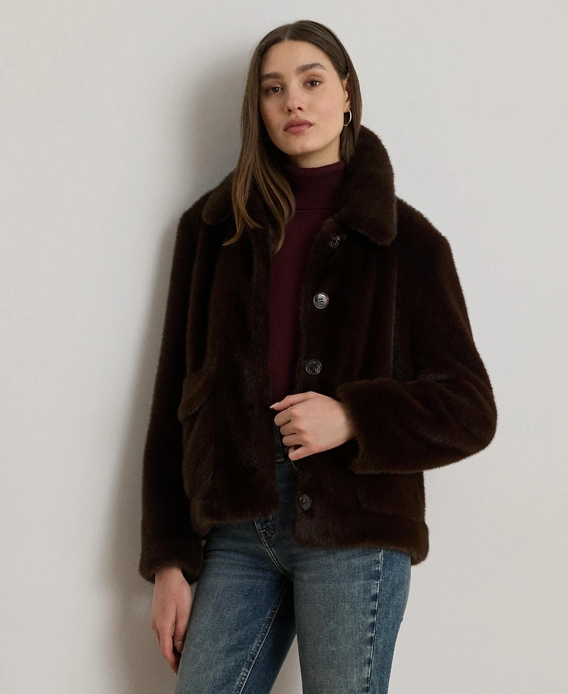 Lauren Ralph Women's Buttoned Faux-Fur Jacket