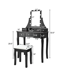 10 Dimmable Light Bulbs Vanity Dressing Table with 2 Dividers and Cushioned Stool