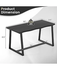 63" Large Dining Table with Wavy Edge and Heavy-duty Metal Frame