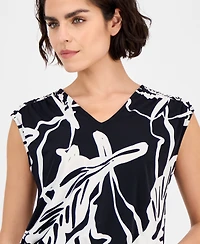 I.n.c. International Concepts Petite Printed Banded-Hem Sleeveless Top, Exclusively at Macy's