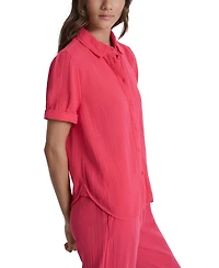 Dkny Jeans Petite Cuffed Short-Sleeve Shirt