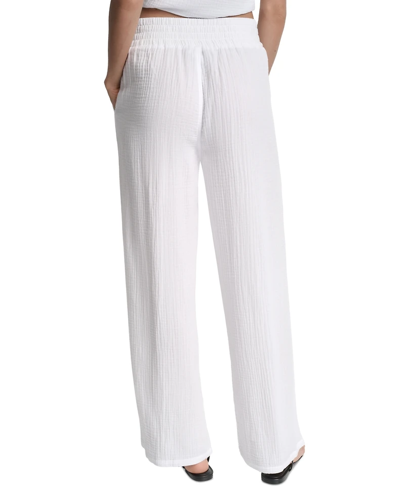 Dkny Jeans Petite Cotton Pull-On Smocked-Waist Pants