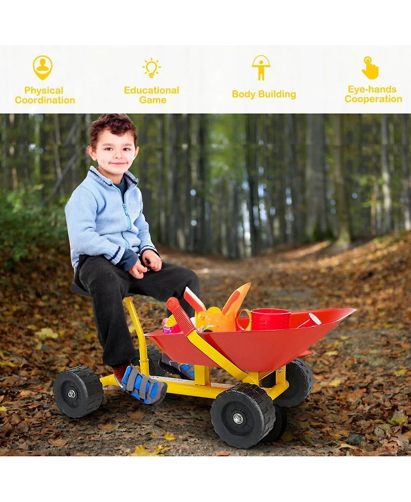 Gymax 8'' Heavy Duty Kids Ride-on Sand Dumper Front Tipping w 4 Wheels Sand Toy Gift