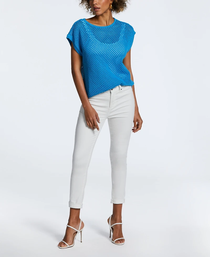 Ella Rafaella Petite Oversized Mesh Sleeveless Sweater