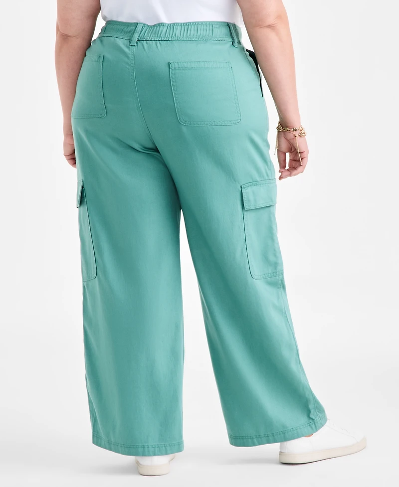 Style & Co Plus Mid-Rise Wide-Leg Cargo Pants, Exclusively at Macy's