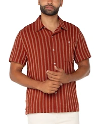 Liverpool Los Angeles Men's Striped Short-Sleeve Camp Shirt