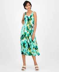 Sandra Darren Women's Seamed Scoop-Neck Midi Dress