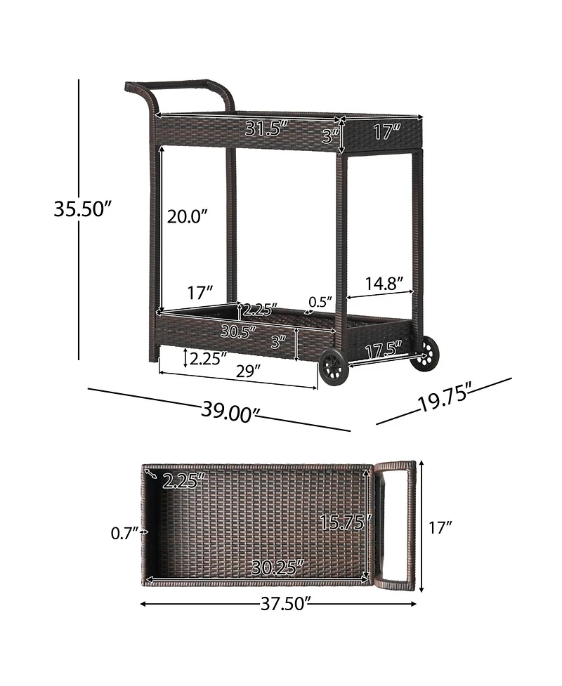 Mobile Resin Wicker Bar Cart - Entertain with Ease!