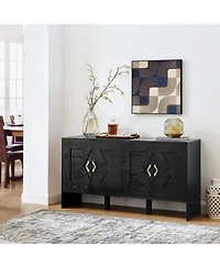 Mid-Century Modern Sideboard Buffet Cabinet - 60" Black